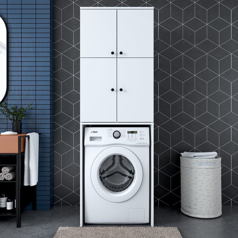 Vaskemaskineskab Wallxpert Cleo Shelf (65 x 193,6 x 62,5 cm) Hvid - Hvid - Hus & renovering - Køkken & bad - Køkken & bryggers