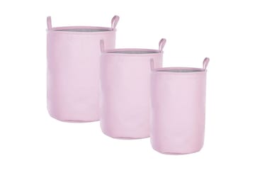 Vasketøjskurve Archa sæt af 3 Rosa/grå