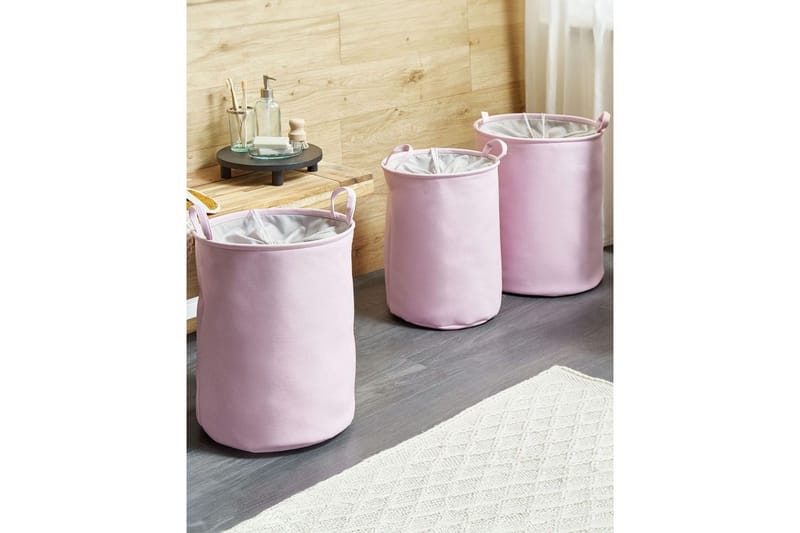 Vasketøjskurve Archa sæt af 3 Rosa/grå - Rosa/grå - Hus & renovering - Køkken & bad - Køkken & bryggers - Tørre & vasketilbehør
