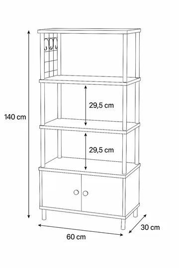Køkkenskab Hanah Home Pika Cabinet (60 x 140 x 30 cm) Fyrretræ - Fyrretræ - Hus & renovering - Køkken & bad - Køkken & bryggers