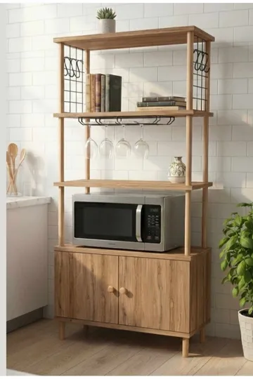 Køkkenskab Hanah Home Pika Cabinet (60 x 140 x 30 cm) Fyrretræ - Fyrretræ - Hus & renovering - Køkken & bad - Køkken & bryggers