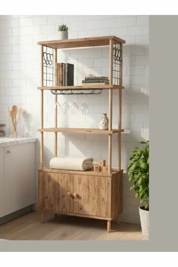 Køkkenskab Hanah Home Pika Cabinet (60 x 140 x 30 cm) Fyrretræ - Fyrretræ - Hus & renovering - Køkken & bad - Køkken & bryggers