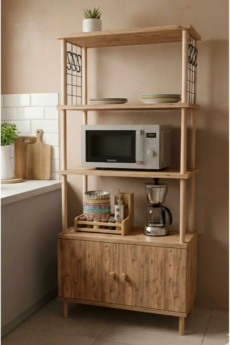 Køkkenskab Hanah Home Pika Cabinet (60 x 140 x 30 cm) Fyrretræ - Fyrretræ - Hus & renovering - Køkken & bad - Køkken & bryggers
