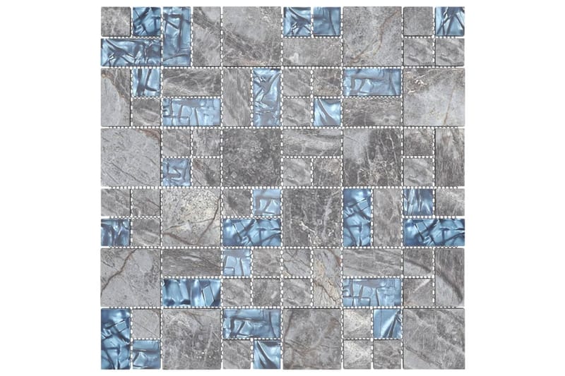selvklæbende mosaikfliser 11 stk. 30x30 cm glas grå og blå - Flerfarvet - Glasmosaik