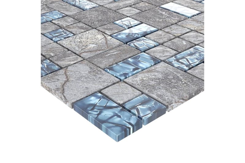 selvklæbende mosaikfliser 11 stk. 30x30 cm glas grå og blå - Flerfarvet - Glasmosaik