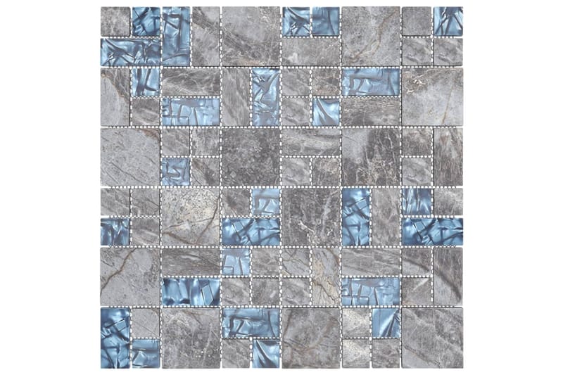 selvklæbende mosaikfliser 22 stk. 30x30 cm glas grå og blå - Flerfarvet - Glasmosaik