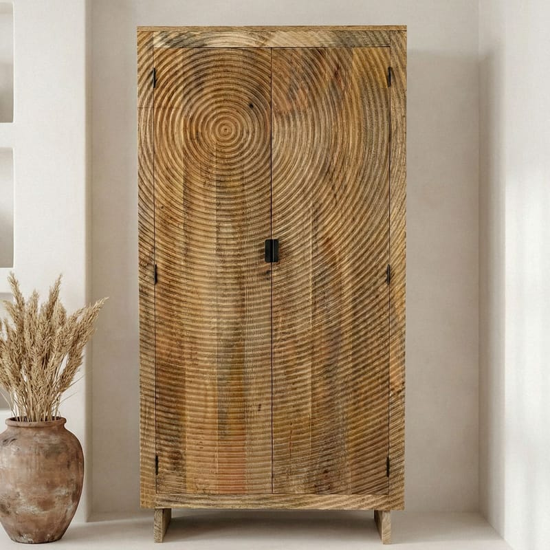 Livino opbevaringsskab 90x180 cm 3D-mønster industriel stil - naturbrun og sort - Hus & renovering - Køkken & bad - Køkken & bryggers