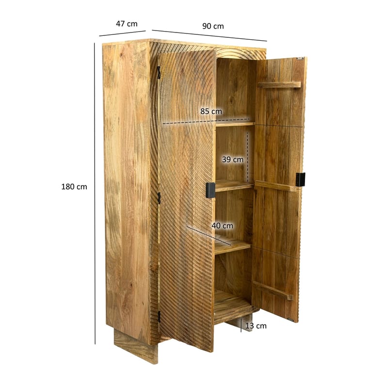 Livino opbevaringsskab 90x180 cm 3D-mønster industriel stil - naturbrun og sort - Hus & renovering - Køkken & bad - Køkken & bryggers