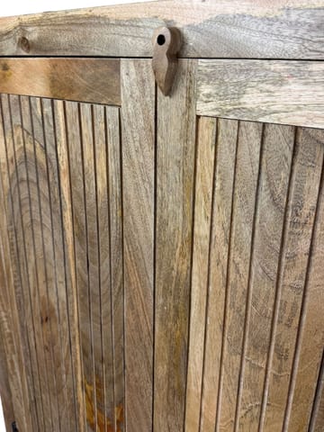 Livira opbevaringsskab 90x187 cm ribbedesign landlig stil - naturbrun - Hus & renovering - Køkken & bad - Køkken & bryggers