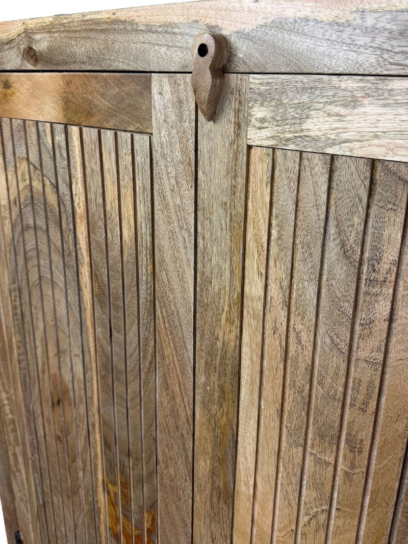 Livira opbevaringsskab 90x187 cm ribbedesign landlig stil - naturbrun - Hus & renovering - Køkken & bad - Køkken & bryggers