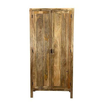 Livira opbevaringsskab 90x187 cm ribbedesign landlig stil - naturbrun - Hus & renovering - Køkken & bad - Køkken & bryggers
