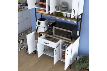 Multifunktionsskab Cerreta 127 Valnød / Hvid - Mellemfarvet træ/Hvid - Hus & renovering - Køkken & bad - Køkken & bryggers
