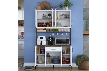 Multifunktionsskab Cerreta 127 Valnød / Hvid - Mellemfarvet træ/Hvid - Hus & renovering - Køkken & bad - Køkken & bryggers