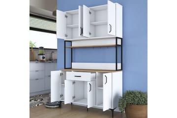 Multifunktionsskab Cerreta 127 Valnød / Hvid - Mellemfarvet træ/Hvid - Hus & renovering - Køkken & bad - Køkken & bryggers