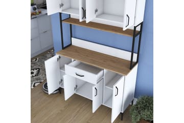 Multifunktionsskab Cerreta 127 Valnød / Hvid - Mellemfarvet træ/Hvid - Hus & renovering - Køkken & bad - Køkken & bryggers