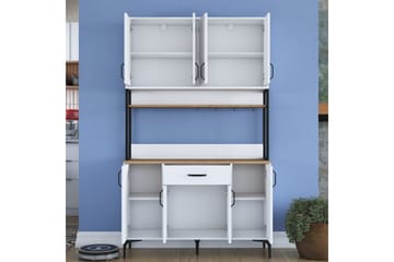 Multifunktionsskab Cerreta 127 Valnød / Hvid - Mellemfarvet træ/Hvid - Hus & renovering - Køkken & bad - Køkken & bryggers