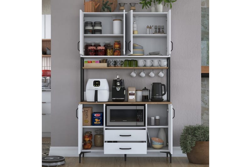 Multifunktionsskab Cerreta 169 Valnød / Hvid - Hvid - Hus & renovering - Køkken & bad - Køkken & bryggers