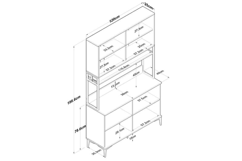 Multifunktionsskab Cerreta 173 Hvid - Hvid - Hus & renovering - Køkken & bad - Køkken & bryggers