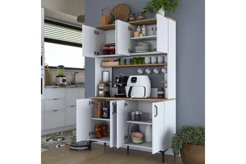 Multifunktionsskab Cerreta 176 Valnød / Hvid - Mellemfarvet træ/Hvid - Hus & renovering - Køkken & bad - Køkken & bryggers