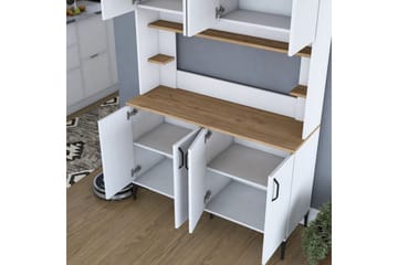 Multifunktionsskab Cerreta 176 Valnød / Hvid - Mellemfarvet træ/Hvid - Hus & renovering - Køkken & bad - Køkken & bryggers