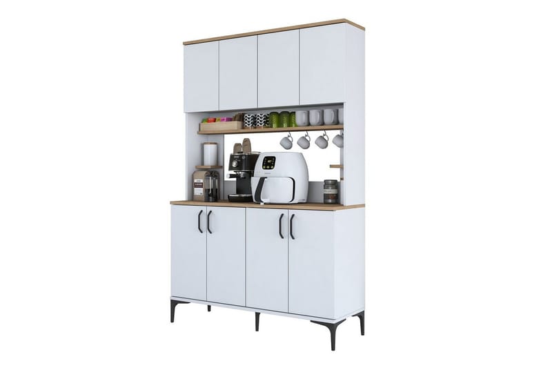 Multifunktionsskab Cerreta 176 Valnød / Hvid - Mellemfarvet træ/Hvid - Hus & renovering - Køkken & bad - Køkken & bryggers