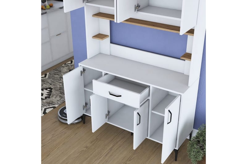 Multifunktionsskab Cerreta 177 Valnød / Hvid - Valnød / Hvid - Hus & renovering - Køkken & bad - Køkken & bryggers