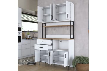 Multifunktionsskab Cerreta 179 Valnød / Hvid / Sort - Valnød / Hvid / Sort - Hus & renovering - Køkken & bad - Køkken & bryggers