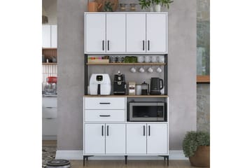 Multifunktionsskab Cerreta 179 Valnød / Hvid / Sort - Valnød / Hvid / Sort - Hus & renovering - Køkken & bad - Køkken & bryggers