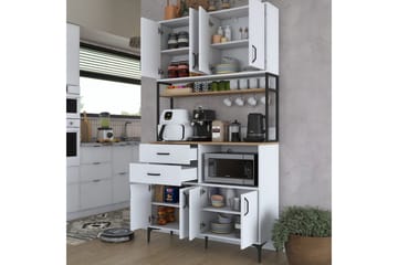 Multifunktionsskab Cerreta 179 Valnød / Hvid / Sort - Valnød / Hvid / Sort - Hus & renovering - Køkken & bad - Køkken & bryggers