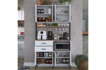 Multifunktionsskab Cerreta 179 Valnød / Hvid / Sort - Valnød / Hvid / Sort - Hus & renovering - Køkken & bad - Køkken & bryggers