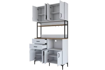 Multifunktionsskab Cerreta 179 Valnød / Hvid / Sort - Valnød / Hvid / Sort - Hus & renovering - Køkken & bad - Køkken & bryggers