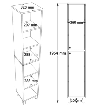 Multifunktionsskab Hanah Home Nord (36 x 195,4 x 32 cm) Hvid eg - Hvid og eg - Hus & renovering - Køkken & bad - Køkken & bryggers