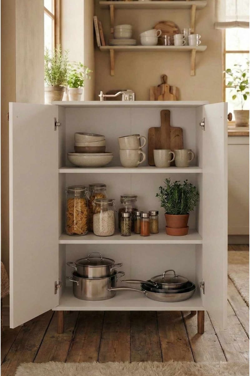 Multifunktionsskab Hanah Home Peka Cabinet (60 x 85 x 30 cm) Hvid - Hvid - Hus & renovering - Køkken & bad - Køkken & bryggers