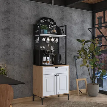 Multifunktionsskab Wallxpert Fenn (70 x 184,6 x 40 cm) Valnød Hvid - Valnød og hvid - Hus & renovering - Køkken & bad - Køkken & bryggers
