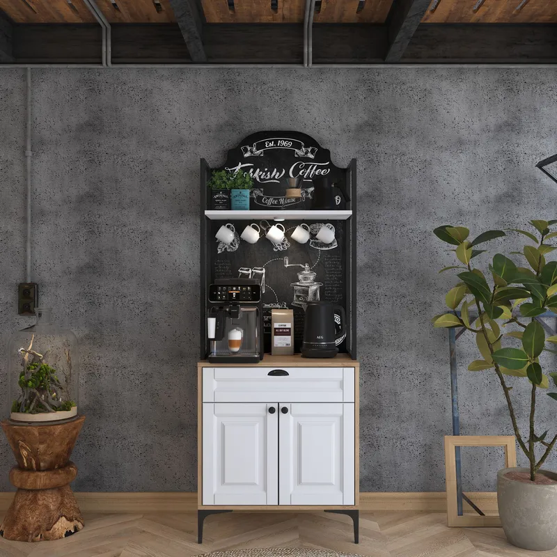 Multifunktionsskab Wallxpert Fenn (70 x 184,6 x 40 cm) Valnød Hvid - Valnød og hvid - Hus & renovering - Køkken & bad - Køkken & bryggers