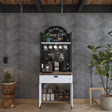 Multifunktionsskab Wallxpert Fenn (70 x 184,6 x 40 cm) Valnød Hvid - Valnød og hvid - Hus & renovering - Køkken & bad - Køkken & bryggers