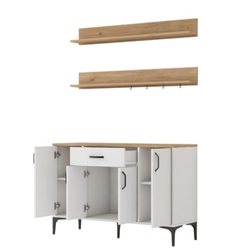 Multifunktionsskab Wallxpert Isla Shelf (120 x 78,6 x 40 cm) Hvid Valnød - Hvid og valnød - Hus & renovering - Køkken & bad - Køkken & bryggers