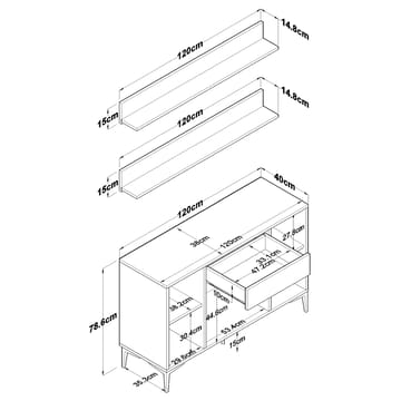 Multifunktionsskab Wallxpert Isla Shelf (120 x 78,6 x 40 cm) Hvid Valnød - Hvid og valnød - Hus & renovering - Køkken & bad - Køkken & bryggers