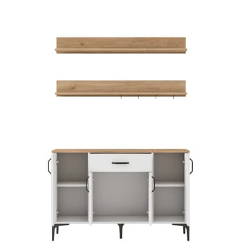 Multifunktionsskab Wallxpert Isla Shelf (120 x 78,6 x 40 cm) Hvid Valnød - Hvid og valnød - Hus & renovering - Køkken & bad - Køkken & bryggers