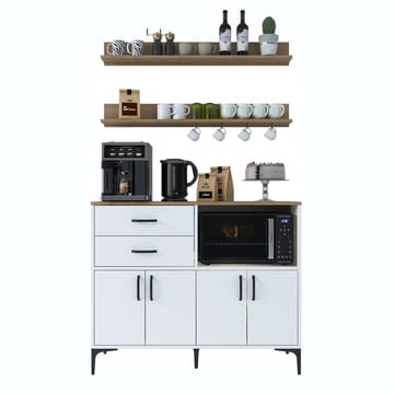 Multifunktionsskab Wallxpert Juna (120 x 98,8 x 40 cm) Hvid Valnød - Hvid og valnød - Hus & renovering - Køkken & bad - Køkken & bryggers