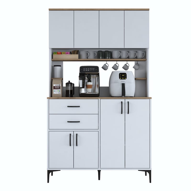 Multifunktionsskab Wallxpert Lora Shelf (120 x 204,2 x 45 cm) Hvid Valnød - Hvid og valnød - Hus & renovering - Køkken & bad - Køkken & bryggers