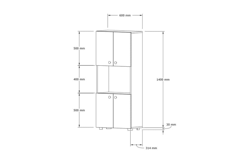 Rinorea Køkkenskab 60x140 cm - Brun - Hus & renovering - Køkken & bad - Køkken & bryggers