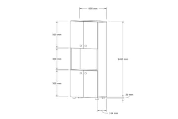 Rinorea Køkkenskab 60x140 cm - Hvid - Hus & renovering - Køkken & bad - Køkken & bryggers