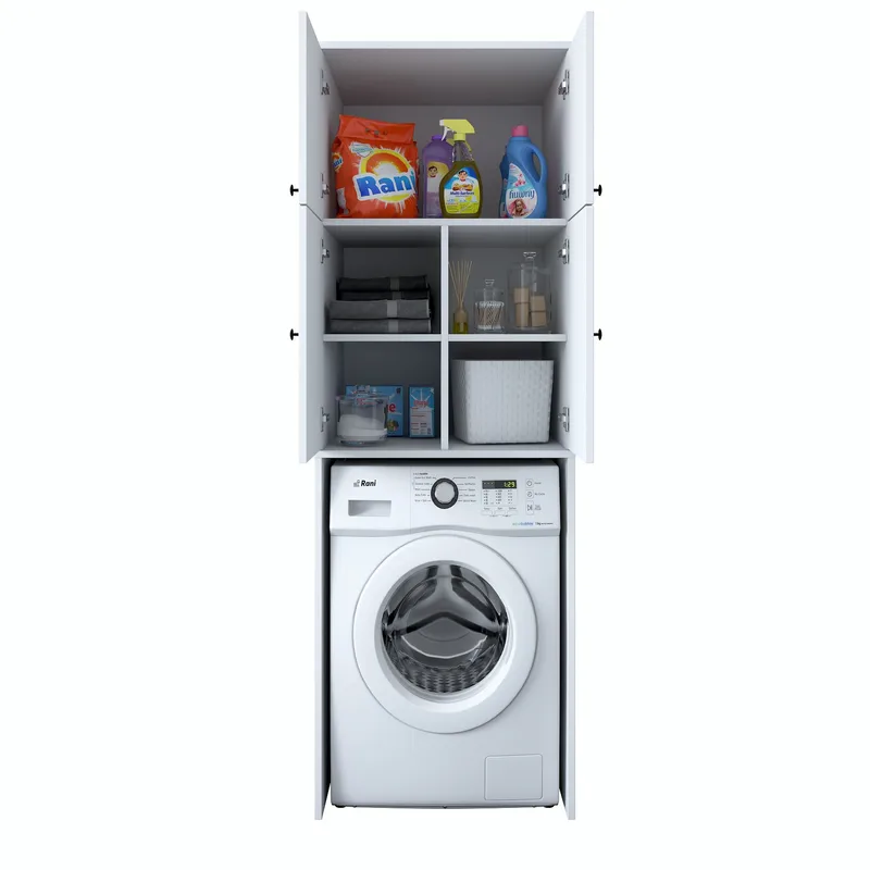 Vaskemaskineskab Wallxpert Cleo Shelf (65 x 193,6 x 62,5 cm) Hvid - Hvid - Hus & renovering - Køkken & bad - Køkken & bryggers
