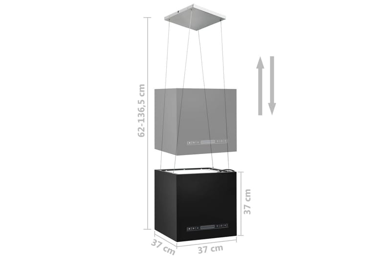 Hængende Ø-Emhætte Med Touchsensor Lcd 37 cm Pulverlakeret S - Sort - Ventilatorer - Loftventilator