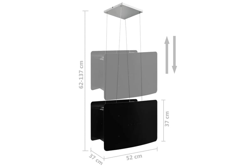 Hængende Ø-Emhætte Med Touchsensor Lcd Hærdet Glas - Sort - Ventilatorer - Loftventilator