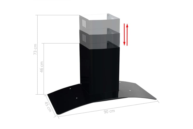 vægmonteret emhætte rustfrit stål 756 m³/t. 90 cm sort - Ventilatorer - Loftventilator