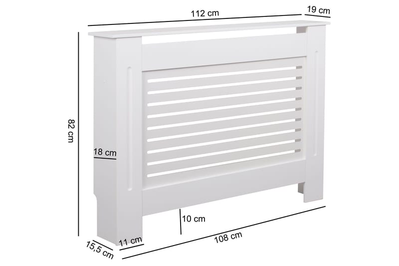 Moraine Radiatorskjuler 112x19 cm - Hvid - Hus & renovering - Klimakontrol - Opvarmning