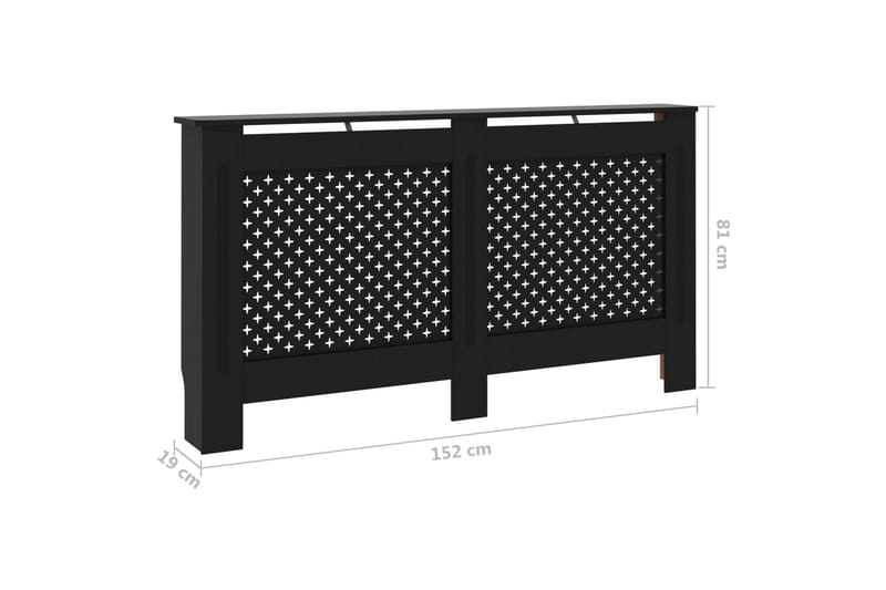 Radiatorskjuler 152x19x81 cm Mdf Sort - Sort - Hus & renovering - Klimakontrol - Opvarmning