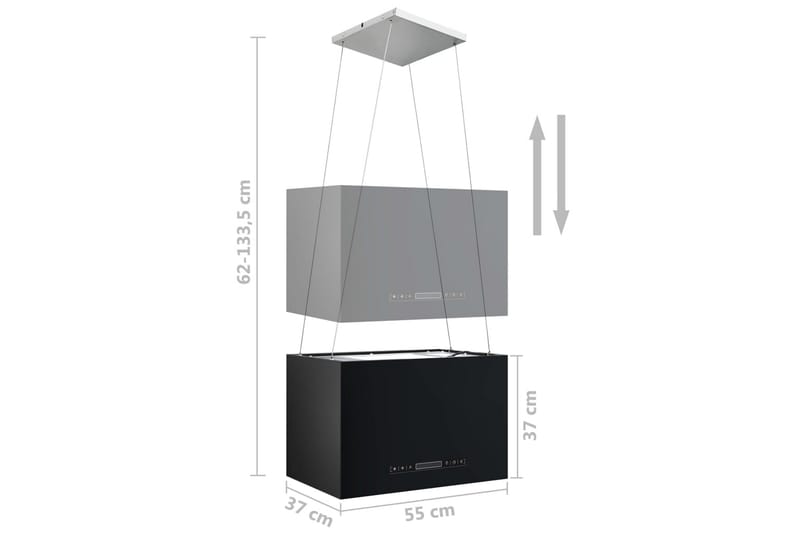 Hængende Ø-Emhætte Med Touchsensor Lcd 55 cm Pulverlakeret S - Sort - Ventilatorer - Loftventilator